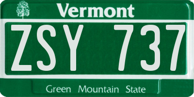 VT license plate ZSY737