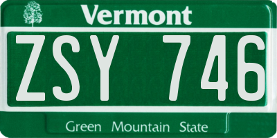 VT license plate ZSY746