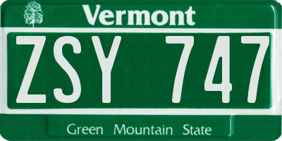 VT license plate ZSY747