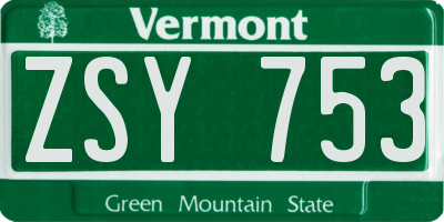 VT license plate ZSY753