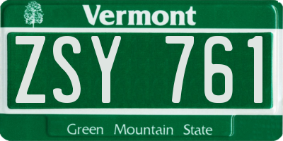 VT license plate ZSY761