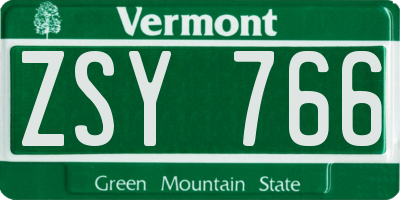 VT license plate ZSY766