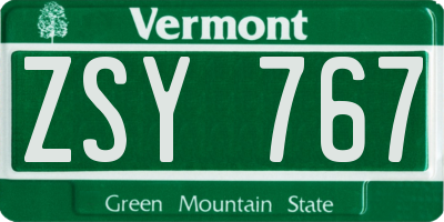 VT license plate ZSY767