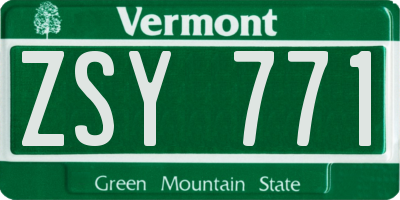 VT license plate ZSY771