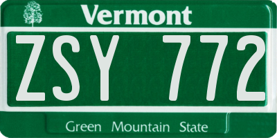 VT license plate ZSY772
