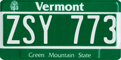 VT license plate ZSY773