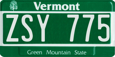 VT license plate ZSY775