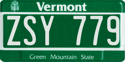 VT license plate ZSY779