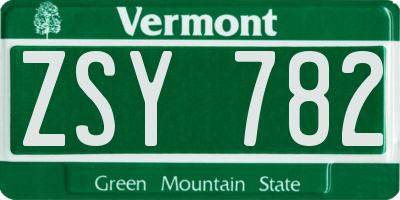 VT license plate ZSY782