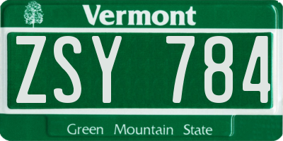 VT license plate ZSY784