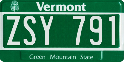 VT license plate ZSY791