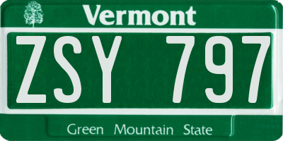 VT license plate ZSY797