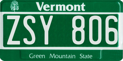 VT license plate ZSY806