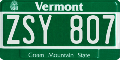 VT license plate ZSY807