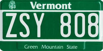VT license plate ZSY808