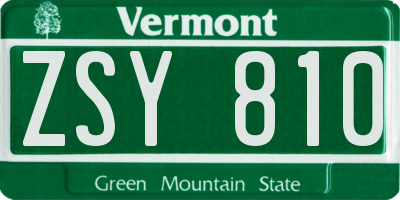 VT license plate ZSY810