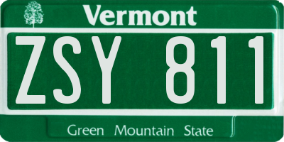 VT license plate ZSY811