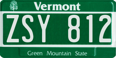 VT license plate ZSY812