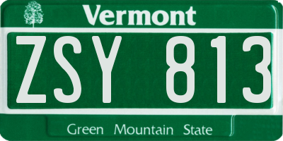 VT license plate ZSY813