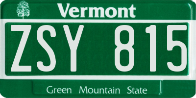 VT license plate ZSY815