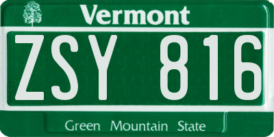 VT license plate ZSY816