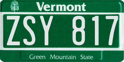 VT license plate ZSY817