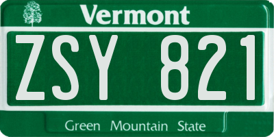 VT license plate ZSY821