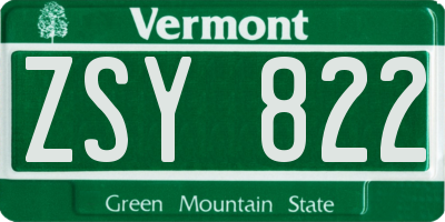 VT license plate ZSY822
