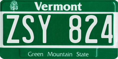 VT license plate ZSY824