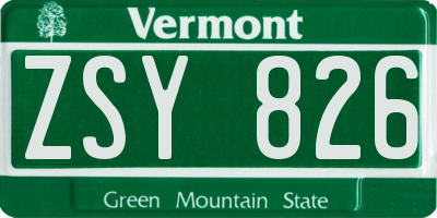 VT license plate ZSY826