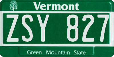 VT license plate ZSY827