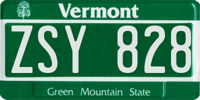 VT license plate ZSY828