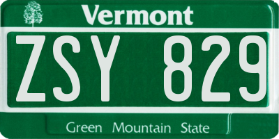VT license plate ZSY829