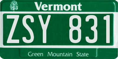 VT license plate ZSY831