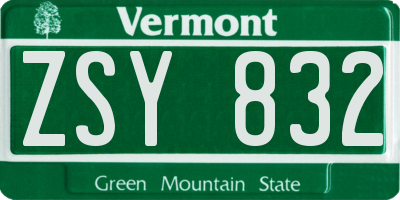 VT license plate ZSY832
