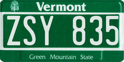 VT license plate ZSY835