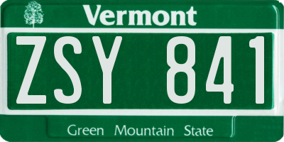 VT license plate ZSY841