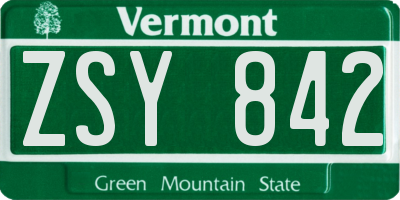 VT license plate ZSY842