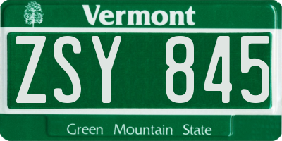 VT license plate ZSY845