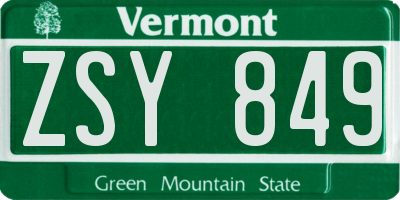 VT license plate ZSY849