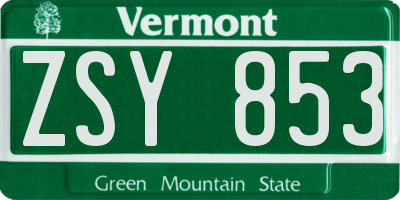 VT license plate ZSY853