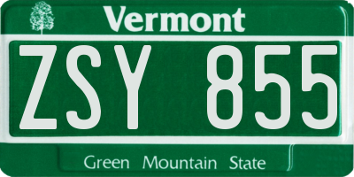VT license plate ZSY855