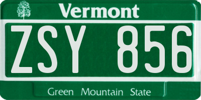 VT license plate ZSY856