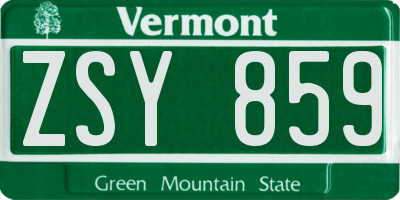 VT license plate ZSY859