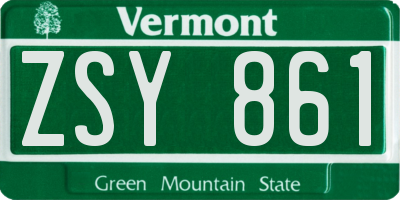 VT license plate ZSY861
