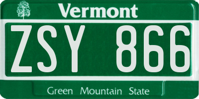 VT license plate ZSY866