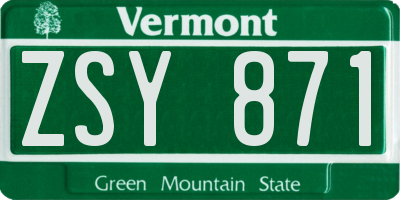 VT license plate ZSY871