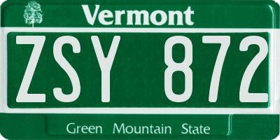 VT license plate ZSY872