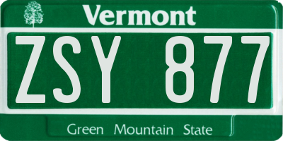 VT license plate ZSY877