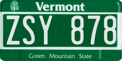 VT license plate ZSY878
